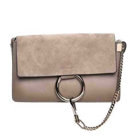 Chloe Motty Grey Calfskin/Suede Small Faye Shoulder Bag